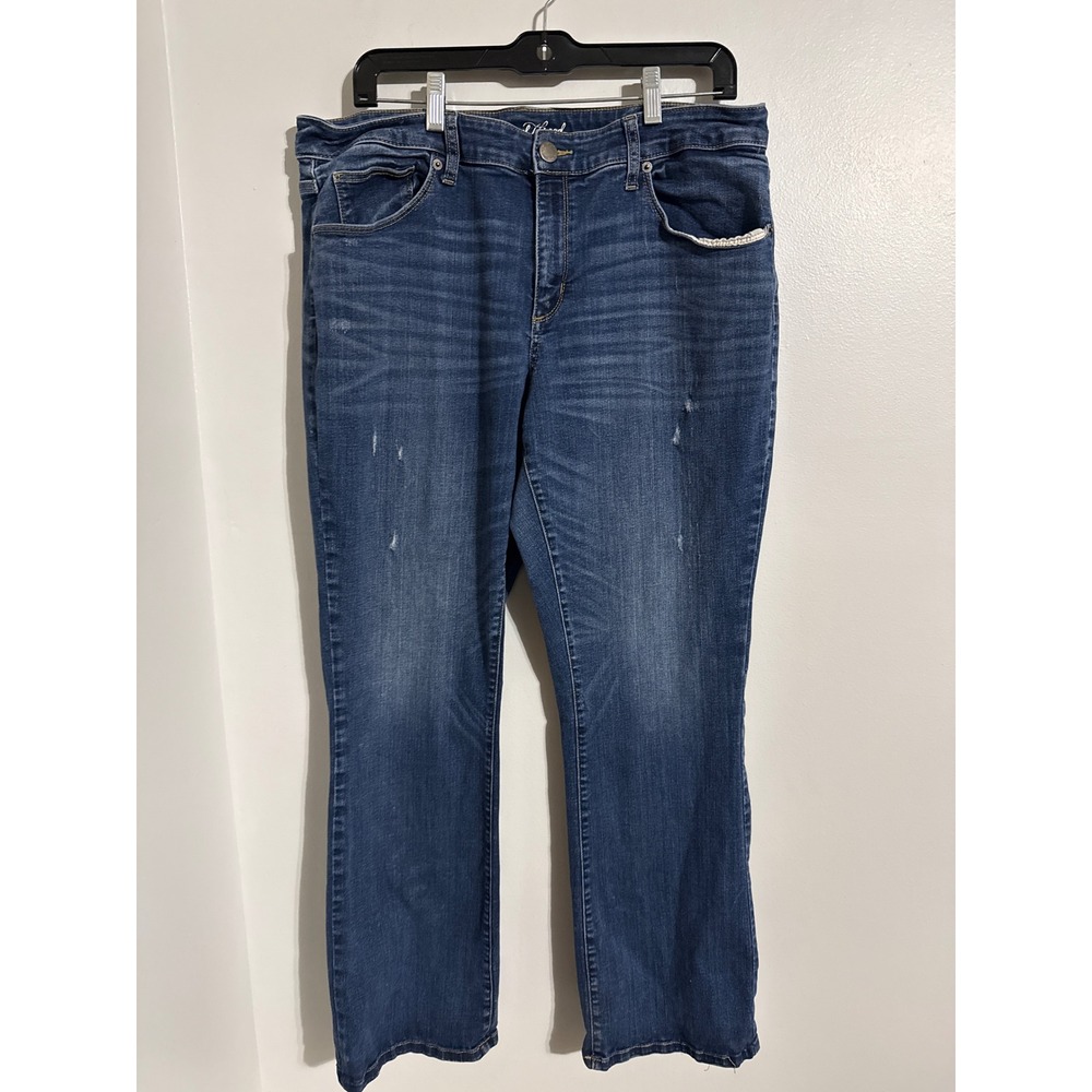 Universal Thread Womens Mid Rise Straight Leg Jeans Dark Size 16W Distressed